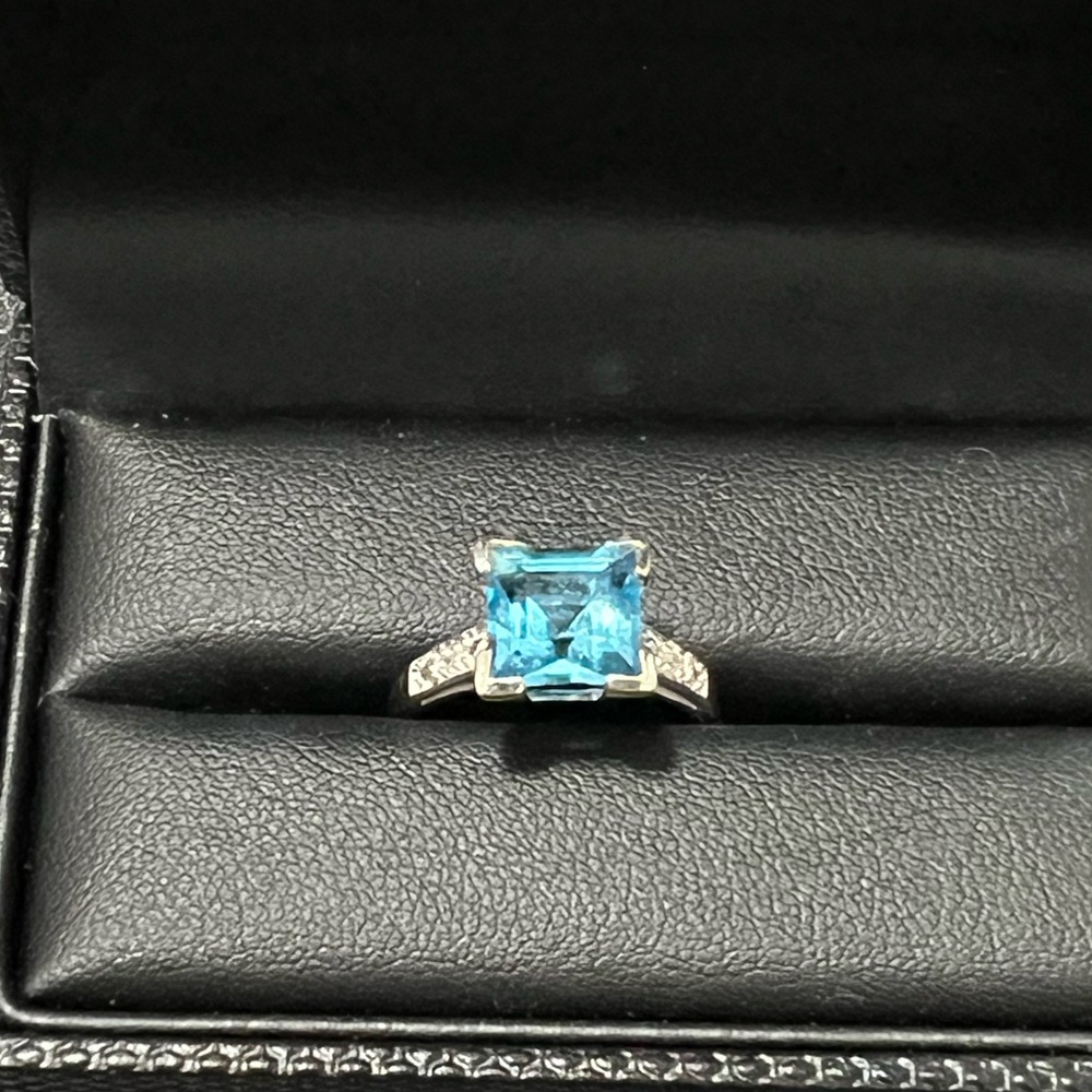Blue Topaz and Diamond Ring